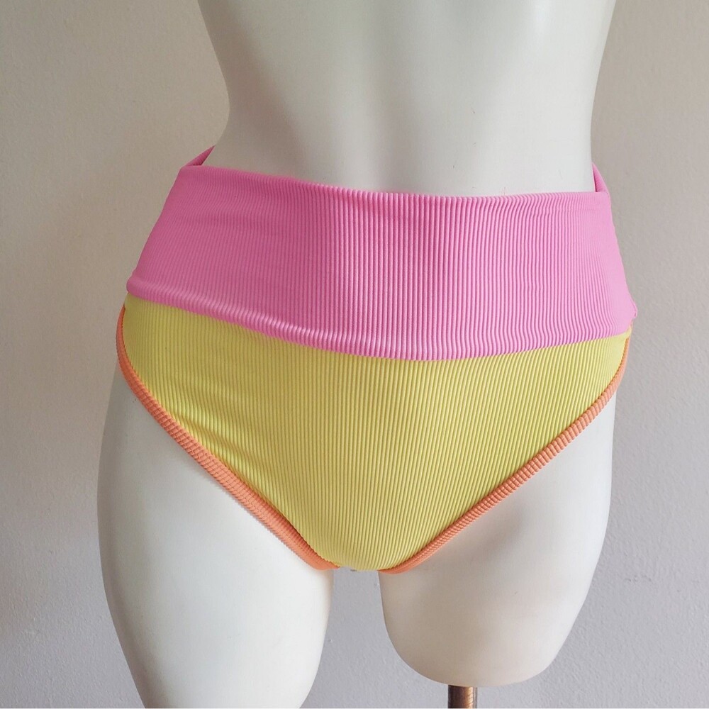 Beach Riot Pink and Yellow Bikini Bottom